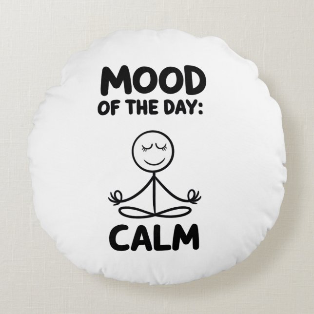 Cojín Redondo Ánimo del día calma Yoga Meditación (Anverso)