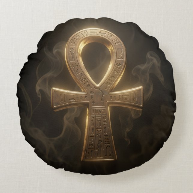 Cojín Redondo Ankh Symbol Meaning – Key of Life´1 (Anverso)