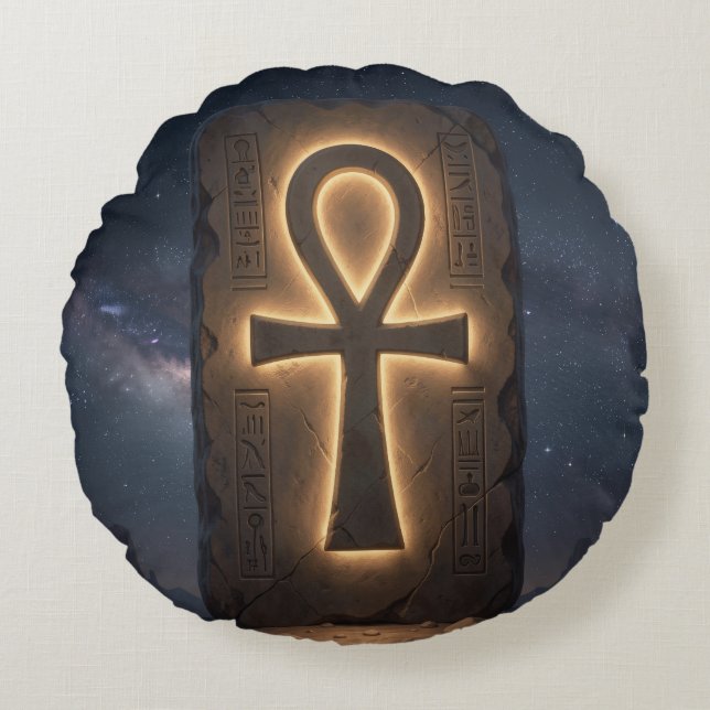 Cojín Redondo Ankh Symbol Meaning – Key of Life´12 (Anverso)