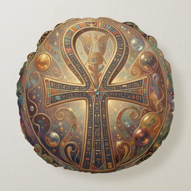 Cojín Redondo Ankh Symbol Meaning – Key of Life´2 (Anverso)