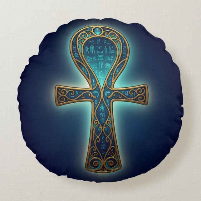 Cojín Redondo Ankh Symbol Meaning – Key of Life´5 (Anverso)