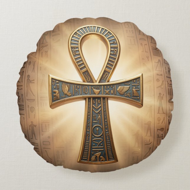 Cojín Redondo Ankh Symbol Meaning – Key of Life´9 (Anverso)