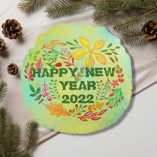 COJÍN REDONDO AÑO NUEVO FELIZ PERSONALIZADO 20XX