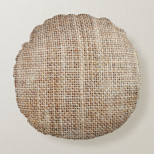 Cojín Redondo Antecedentes de burlap hessian
