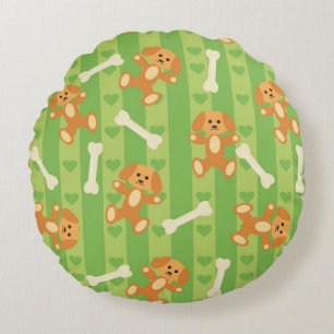 Cojín Redondo antecedentes de perros y huesos