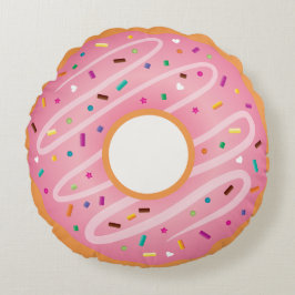 Cojín Redondo Anteojos rosados y anillos de chocolate con espolv