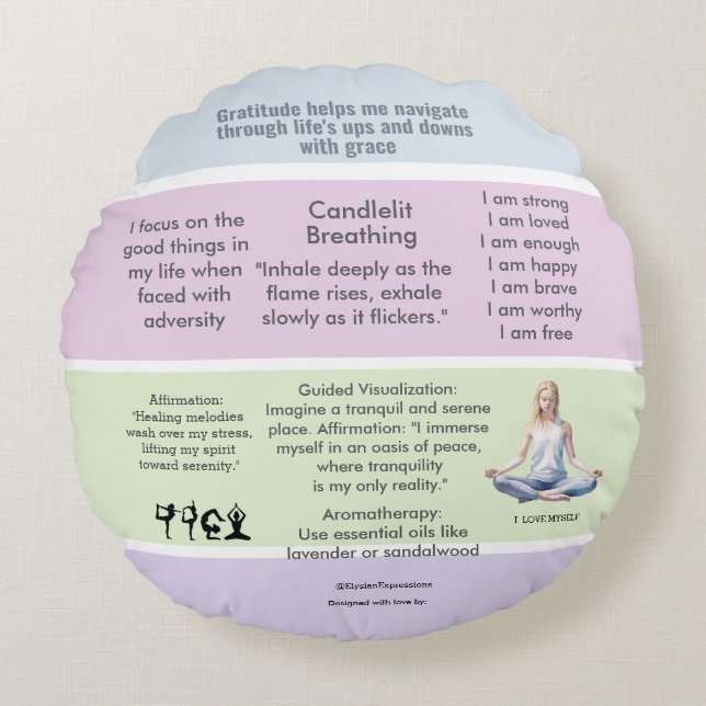 Cojín Redondo ANTI-STRESS RELAX CALM Meditation PEACE (Anverso)