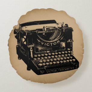 Cojín Redondo Antigua máquina de escribir antigua máquina de e