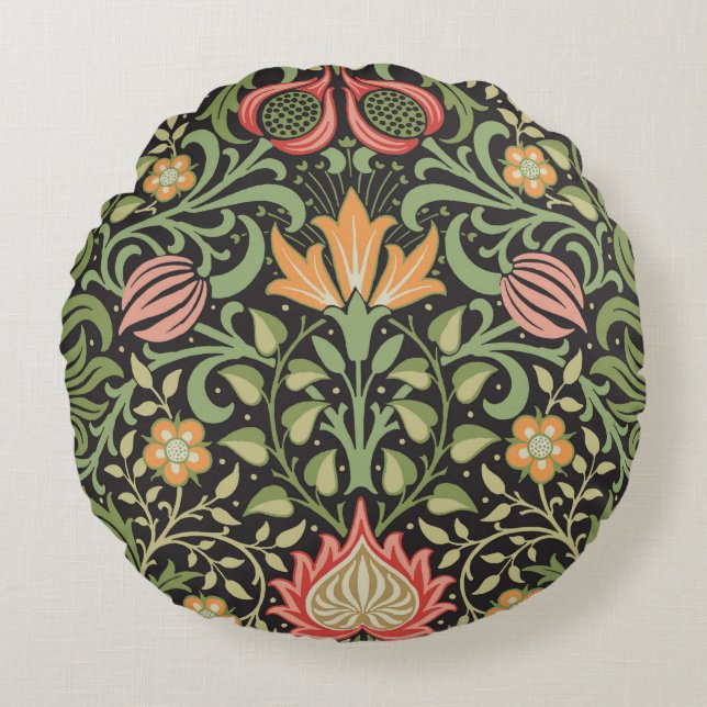 Cojín Redondo Antigüedad floral persa William Morris (Anverso)