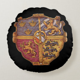Cojín Redondo Antiguo Escudo de Armas de Suecia