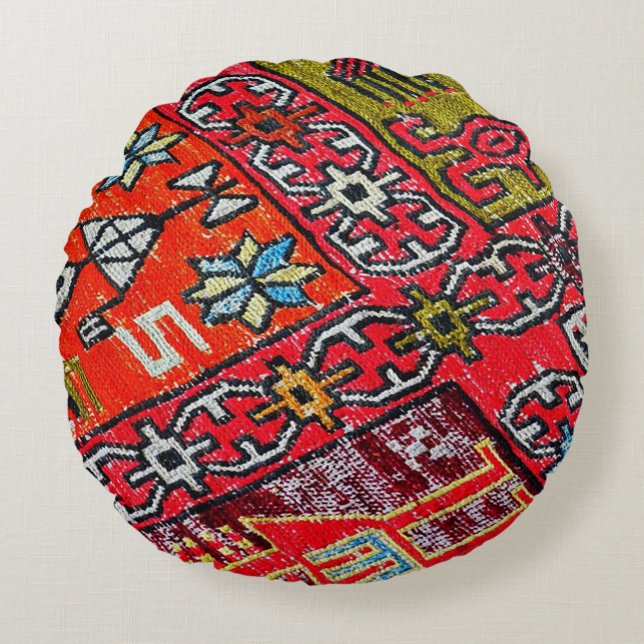 Cojín Redondo Antiguo persa, patrón, alfombra (Anverso)