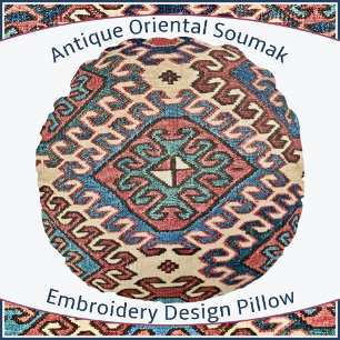 Cojín Redondo Antique Oriental Soumak Embroidery Design
