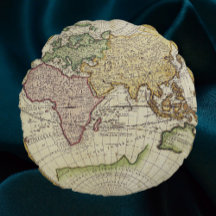 Antique world map in hemispheres