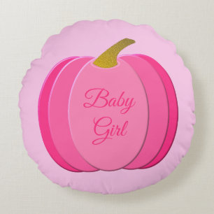 Cojín Redondo Anuncio de nacimiento de bebé bonito rosa