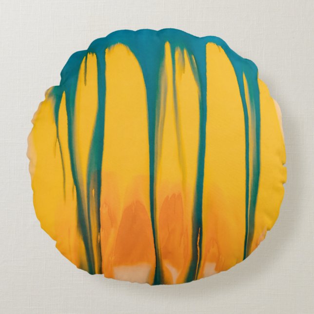 COJÍN REDONDO APARTADO AMARILLO Y AZUL (Anverso)