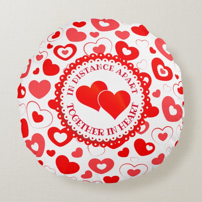 Cojín Redondo Aparte pero juntos en texto Personalizado del cora (Anverso)