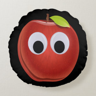 Cojín Redondo Apple, fruta roja con ojos de google - Personaliza