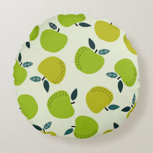 Cojín Redondo Apple seamless pattern. Fruit theme illustration.a