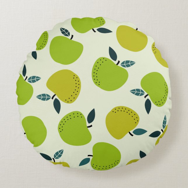 Cojín Redondo Apple seamless pattern. Fruit theme illustration.a (Anverso)