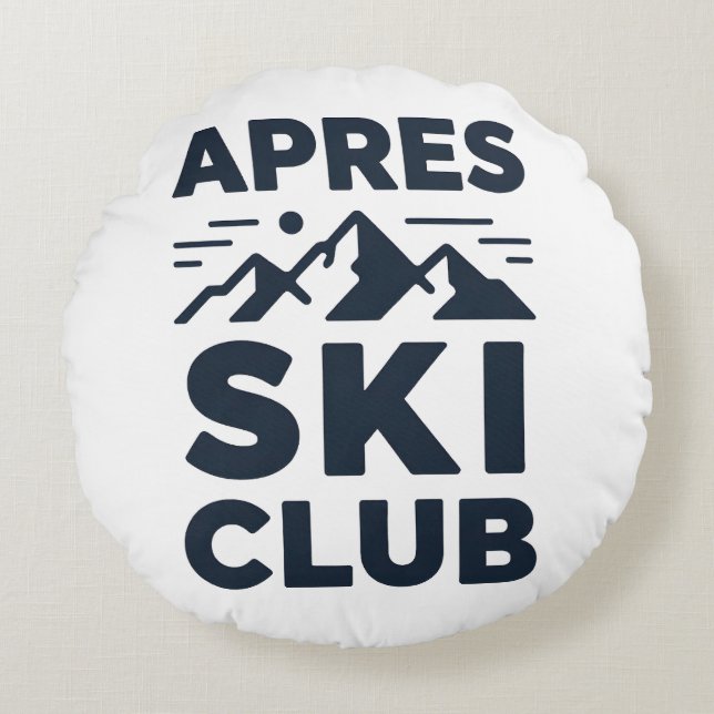 Cojín Redondo Apres Ski Club Mountain Logo - Custom Mens Winter  (Anverso)