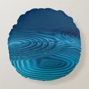 Cojín Redondo Aqua Blue Ripples