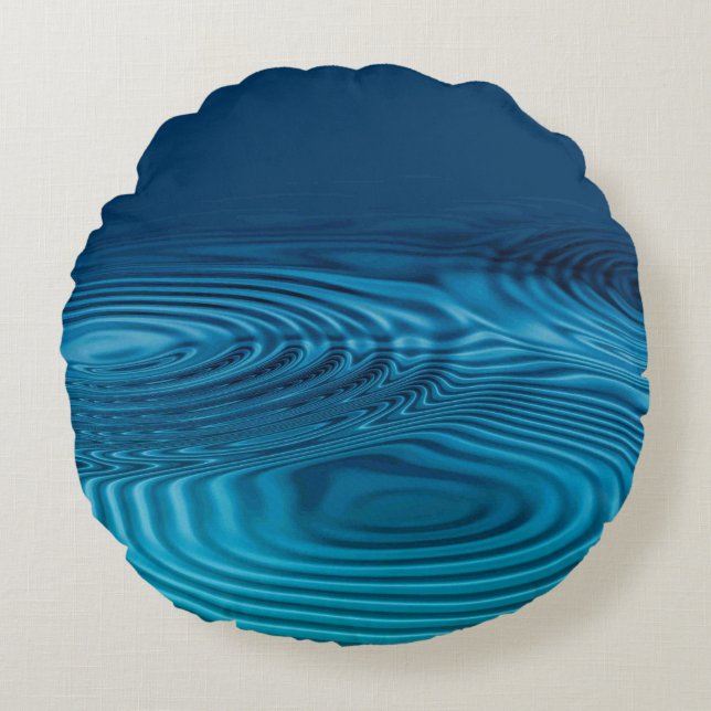 Cojín Redondo Aqua Blue Ripples (Anverso)