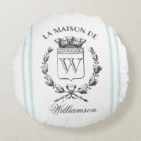 Aqua Grain Sack Personalizado Familia Crest Round 