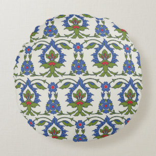 Cojín Redondo Árabe Tradicional: Iznik Tile Seamless.