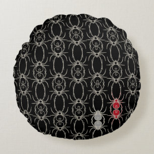 Cojín Redondo Arañas - Blanco negro y blanco óseo