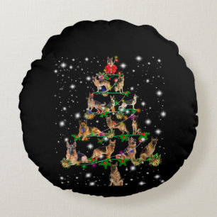 Cojín Redondo Árbol alemán de Navidad cubierto por linterna