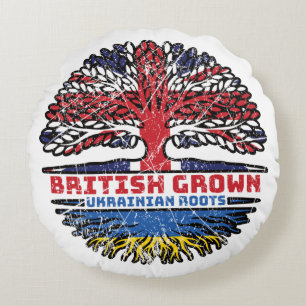 Cojín Redondo Árbol británico ucraniano del Reino Unido