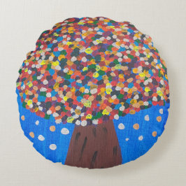 Cojín Redondo Árbol colorido abstracto