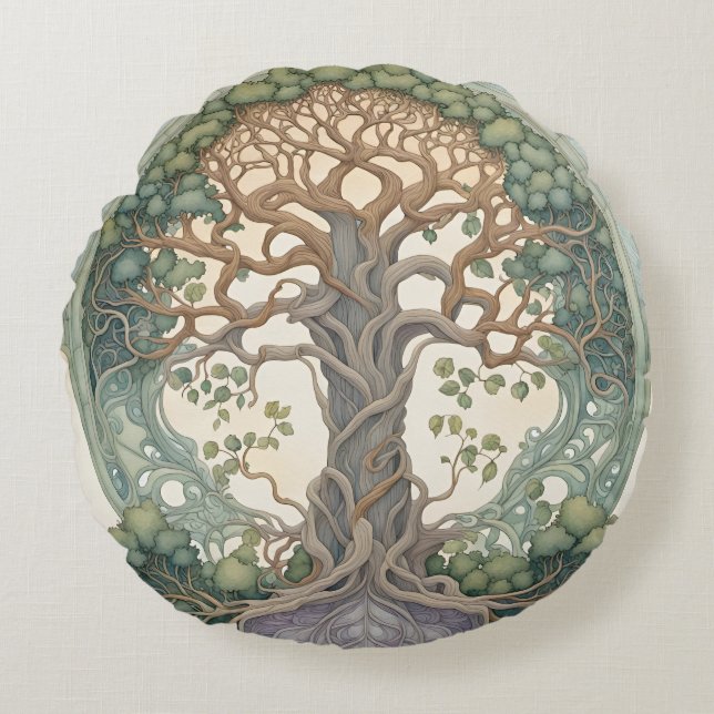 Cojín Redondo Árbol de la Vida (Anverso)