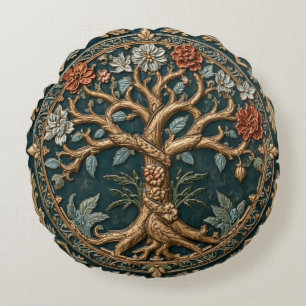 Cojín Redondo Árbol de la Vida de William Morris Vintage Pre-Rap