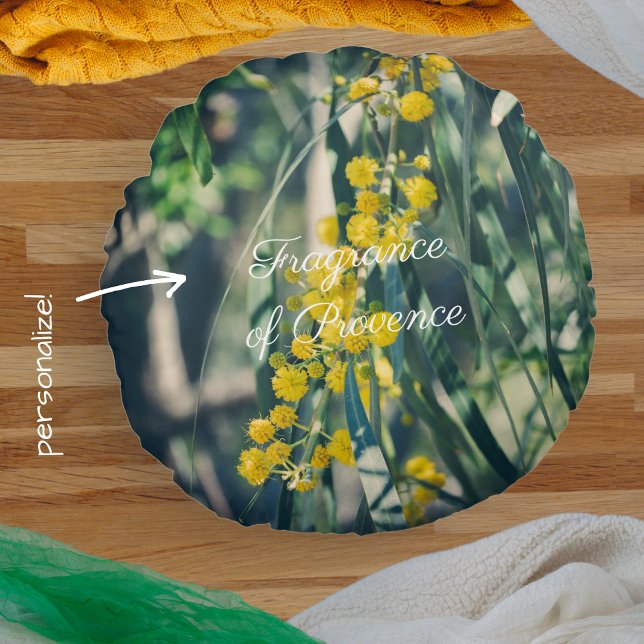 Cojín Redondo Árbol de mimosa con flores amarillas (Subido por el creador)