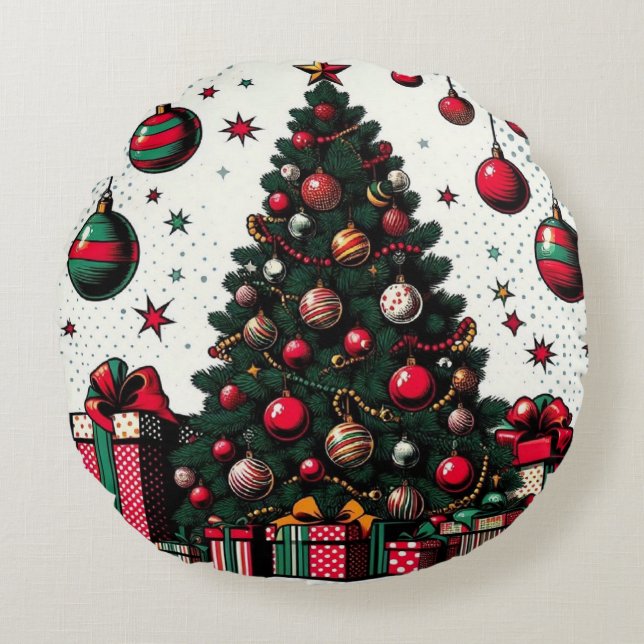 Cojín Redondo árbol de Navidad (Anverso)
