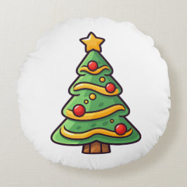 Cojín Redondo Árbol de Navidad con ornamentos