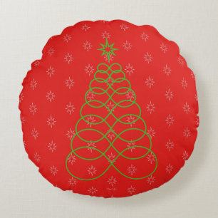 Cojín Redondo Árbol de Navidad de amor infinito - Rojo, Verde, P