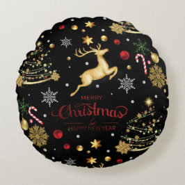 Cojín Redondo Árbol de navidad de moras rojas Pillow