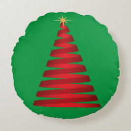 COJÍN REDONDO ÁRBOL DE NAVIDAD DE RIBBON ROJO
