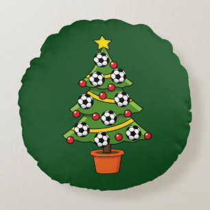 Cojín Redondo Árbol de Navidad del fútbol de fútbol