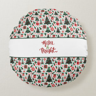 Cojín Redondo Árbol de Navidad, regalos, caramelos