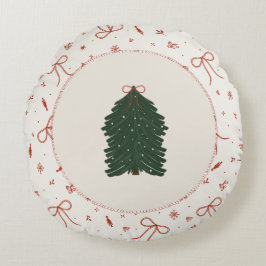 Cojín Redondo Árbol de Navidad Rústico Agrícola