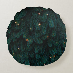 COJÍN REDONDO ÁRBOL DE NAVIDAD VERDE CON LUCES