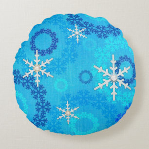 Cojín Redondo Árbol de Navidad y copo de nieve galvanizado