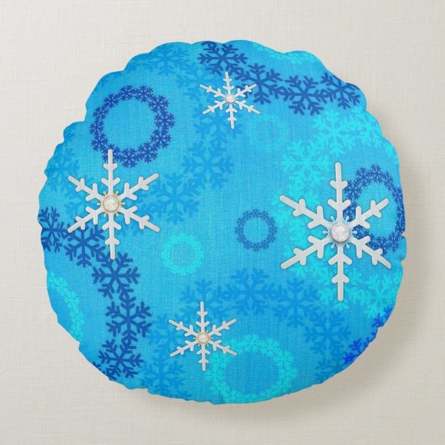 Cojín Redondo Árbol de Navidad y copo de nieve galvanizado (Anverso)