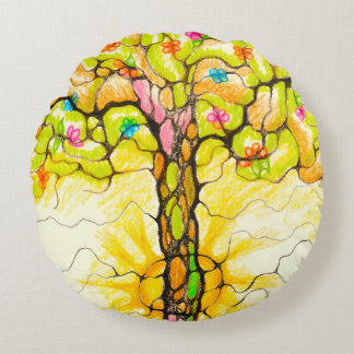 Cojín Redondo Árbol de primavera