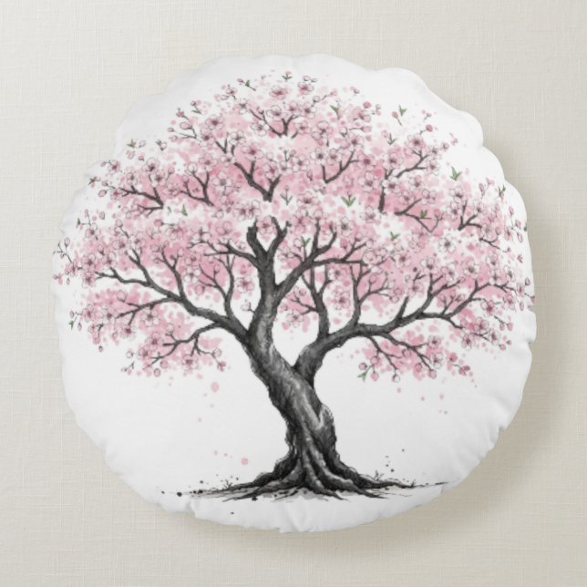 Cojín Redondo Árbol de Sakura (Anverso)