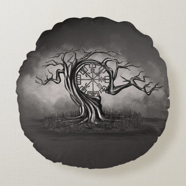 Cojín Redondo Árbol vegetal (Anverso)