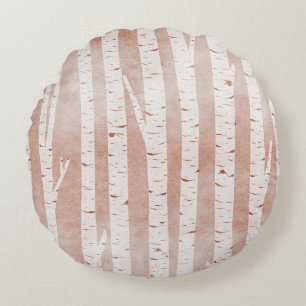 Cojín Redondo Árboles de aves ilustrados